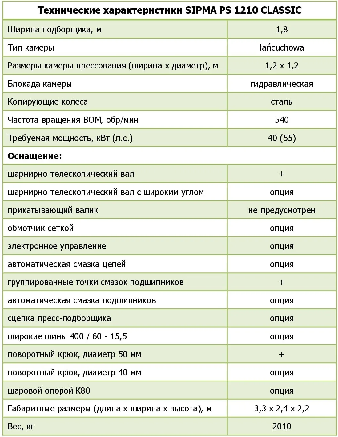 Пресс-подборщик SIPMA PS 1210 CLASSIC